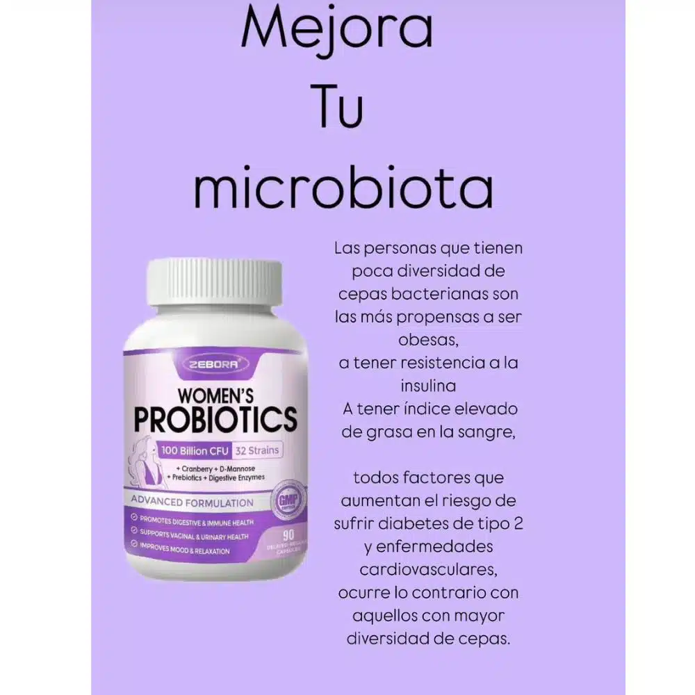 Probioticos Para Mujer 90 Capsulas Vegetales, 100 BILLONES CFU 32 CEPAS - Imagen 4