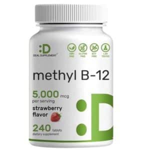 VITAMINA B12, 5000 Mg, 240 Tabletas Masticables.