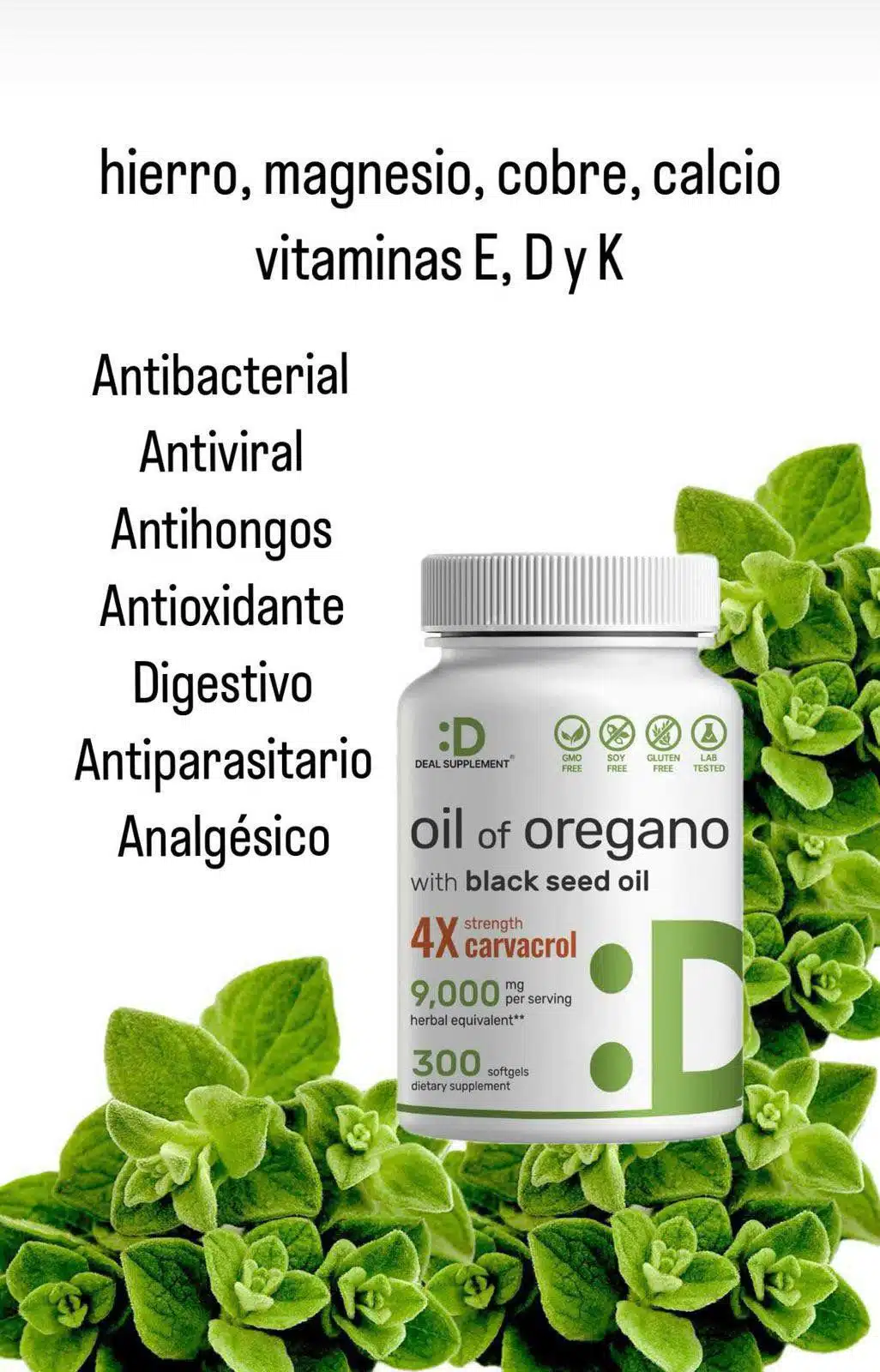 ACEITE DE OREGANO CON ACEITE DE SEMILLA NEGRA, 300 Capsulas - Imagen 7