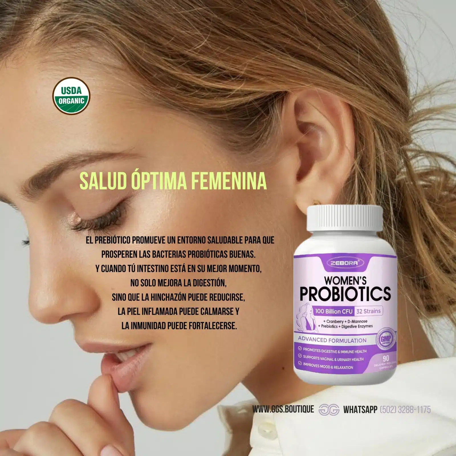 Probioticos Para Mujer 90 Capsulas Vegetales, 100 BILLONES CFU 32 CEPAS - Imagen 10