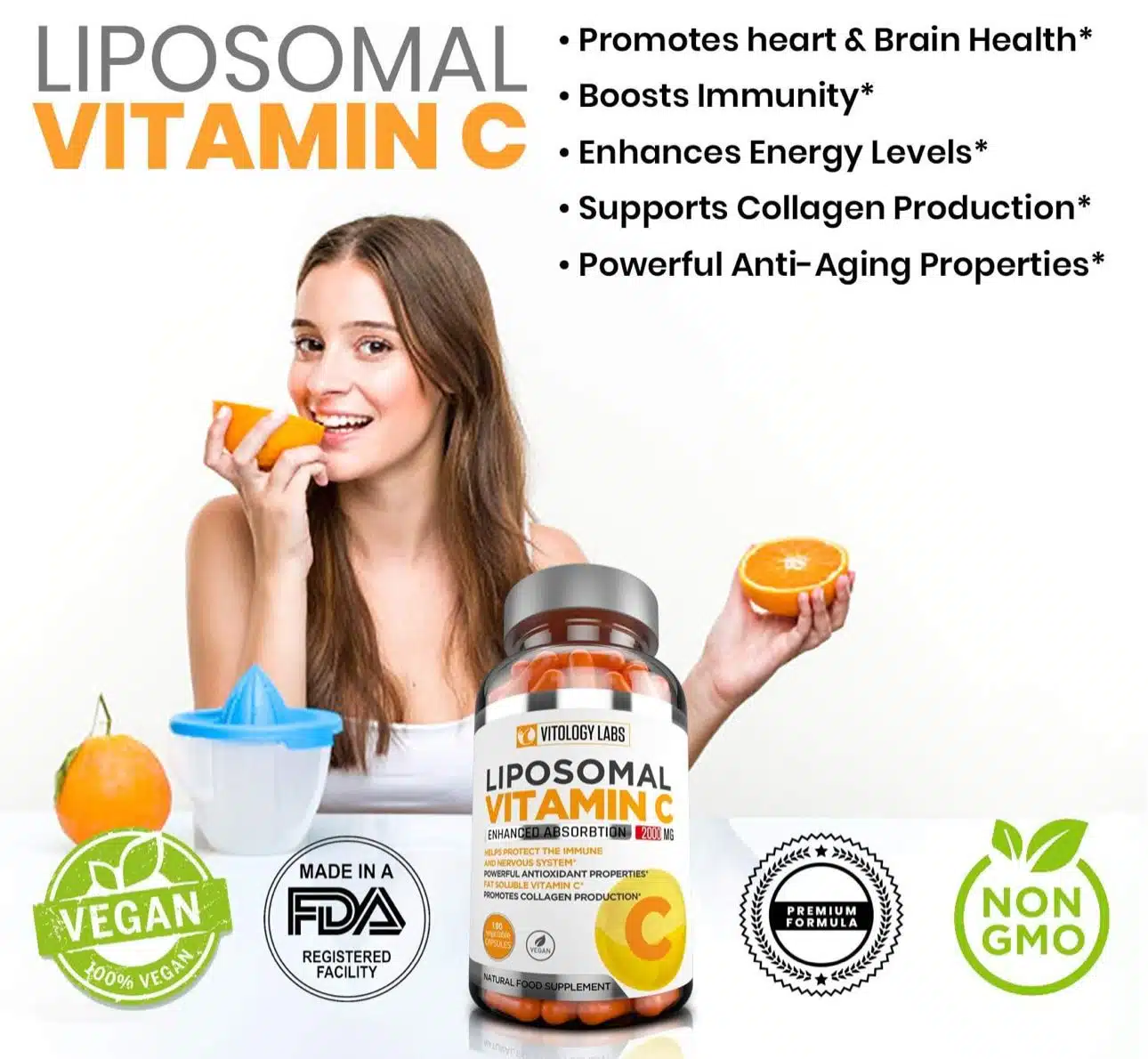 VITAMINA C LIPOSOMA, 2000 MG, 180 Capsulas - Imagen 6