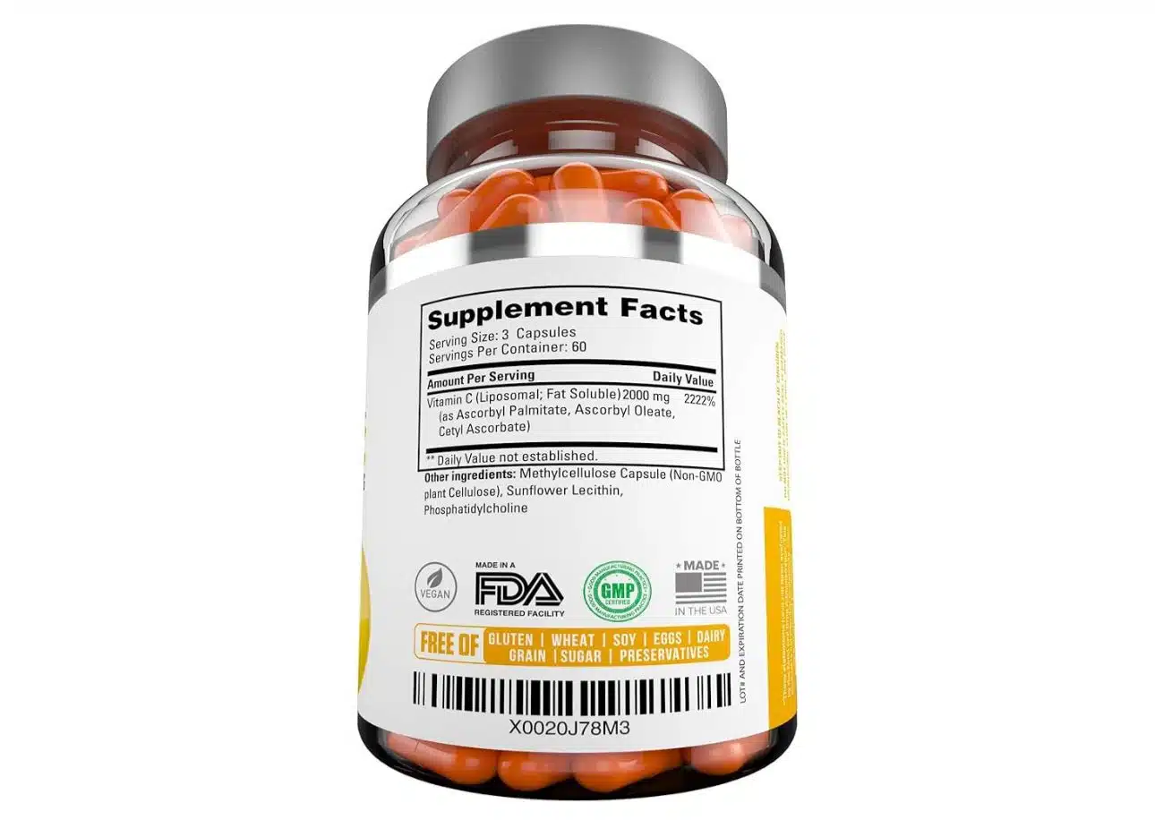 VITAMINA C LIPOSOMA, 2000 MG, 180 Capsulas - Imagen 12