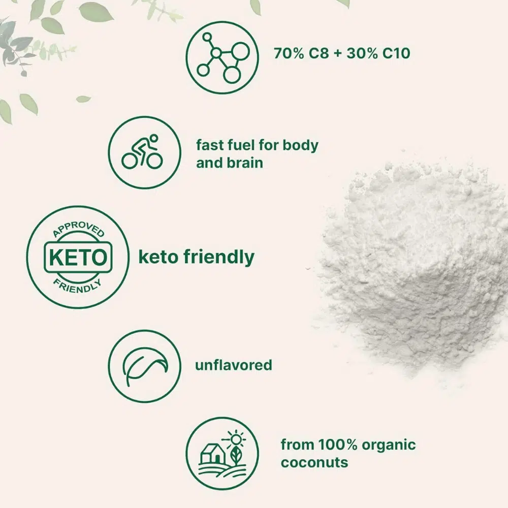 ACEITE ORGANICO MCT EN POLVO CON FIBRA PREBIOTICA, 1 Libra - Imagen 4