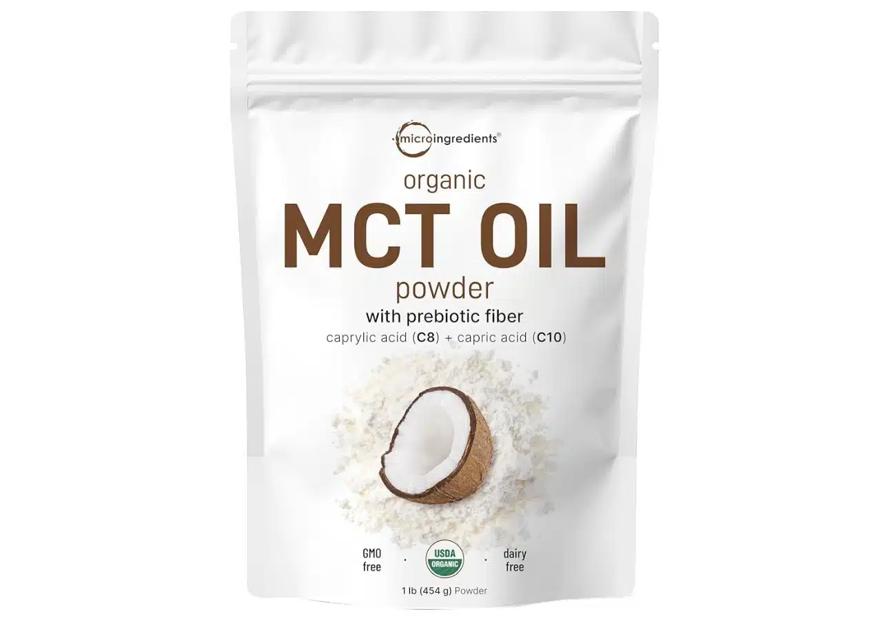 ACEITE ORGANICO MCT EN POLVO CON FIBRA PREBIOTICA, 1 Libra