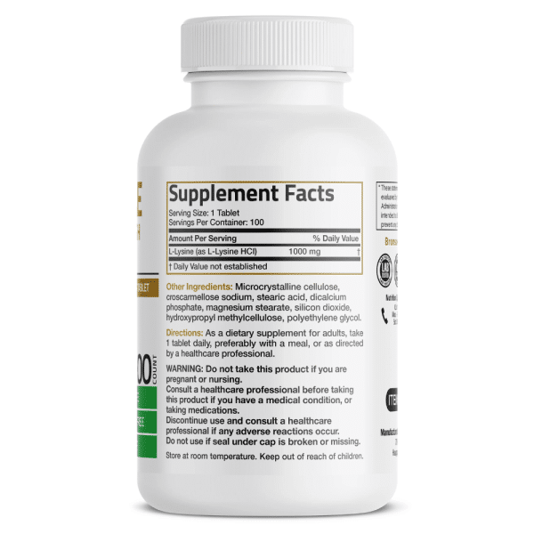 L-LYSINE EXTRA STRENGTH 1000 mg 100 TABLETAS - Imagen 3