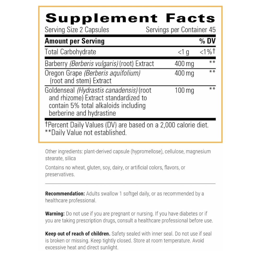 BERBERINA COMPLEX, 90 Capsulas - Imagen 3