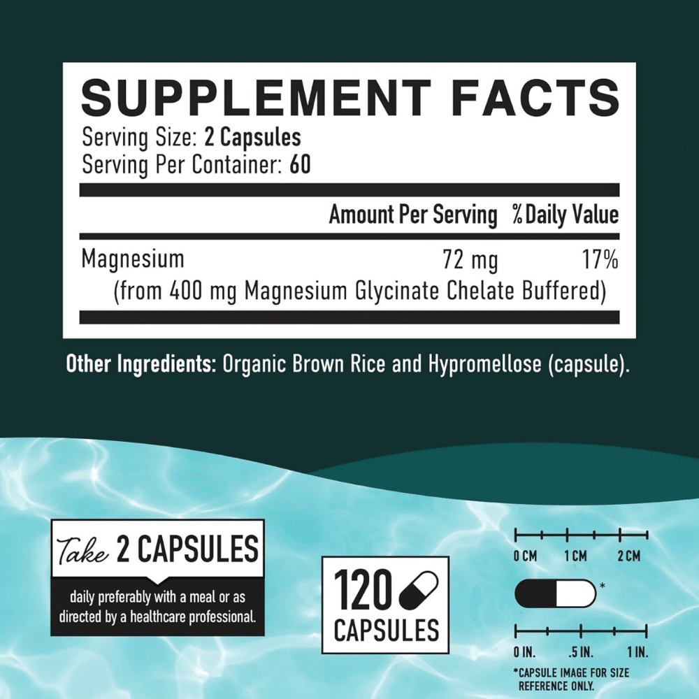 GLICINATO DE MAGNESIO 400 Mg, 120 Capsulas - Imagen 7