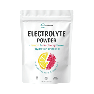 POLVO DE ELECTROLITO, SABOR LIMON Y FRAMBUESA, 1 Libra