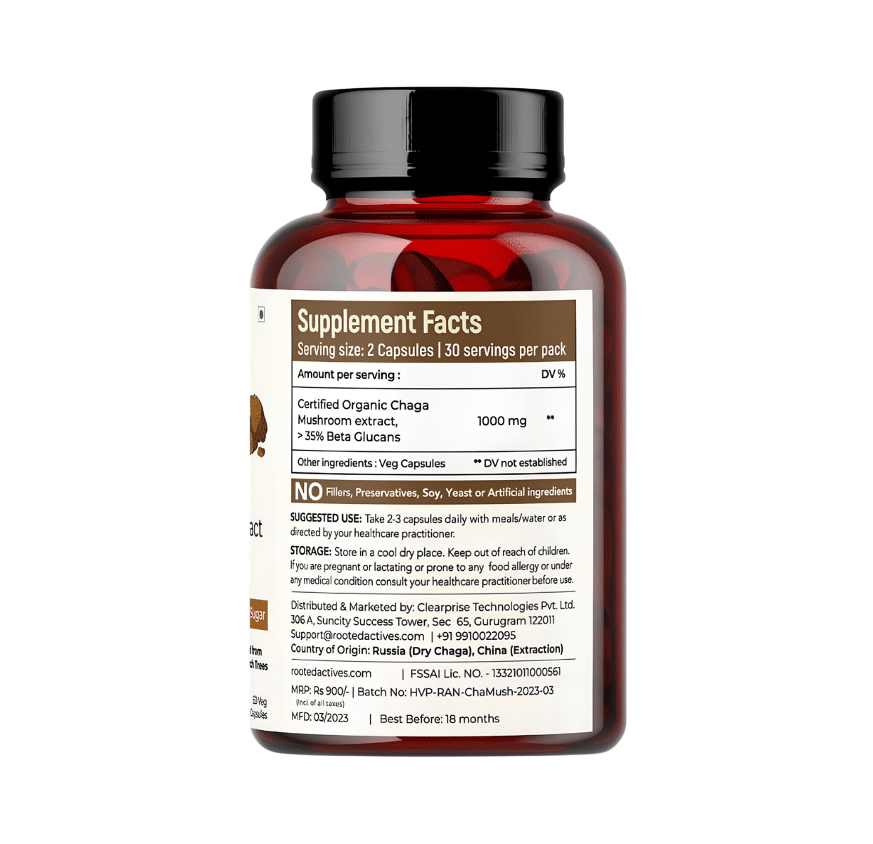 EXTRACTO DE HONGO CHAGA ORGANICO 500 Mg, 60 Capsulas - Imagen 5