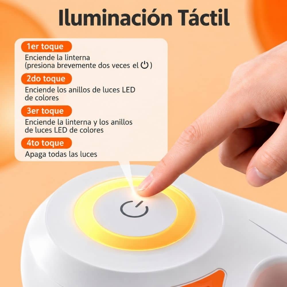 CORREA RETRACTIL NARANJA CON LUZ LED - Imagen 4